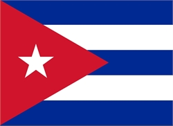 [ai] The flag of Cuba, featuring three horizontal stripes of blue and white, with a red triangle on the left containing a white star.